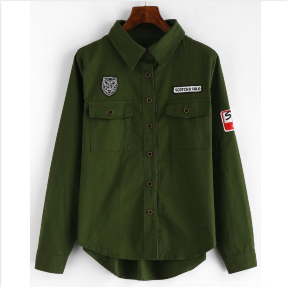 Front Pocket Patch Shirt - Army Green